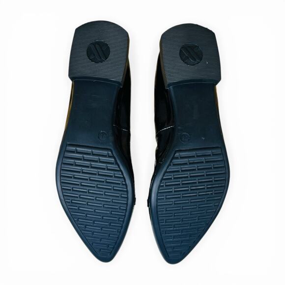 The Flexx Raven Black Patent Leather Pointed Ballet Flats Bit Detail Size 38 - Picture 2 of 8